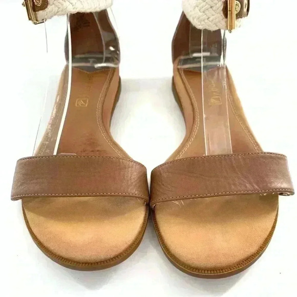 Sperry womens sandals size 5.5 brown leather nautical ankle strap cork wedges - Picture 3 of 13